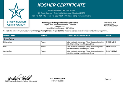 Kosher Certificate 2024-2025